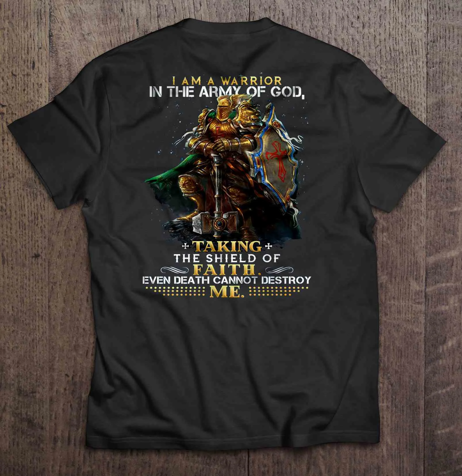 Я Харадзюку уличная рубашка Мужская в армии богов беря щит вера даже гибель не