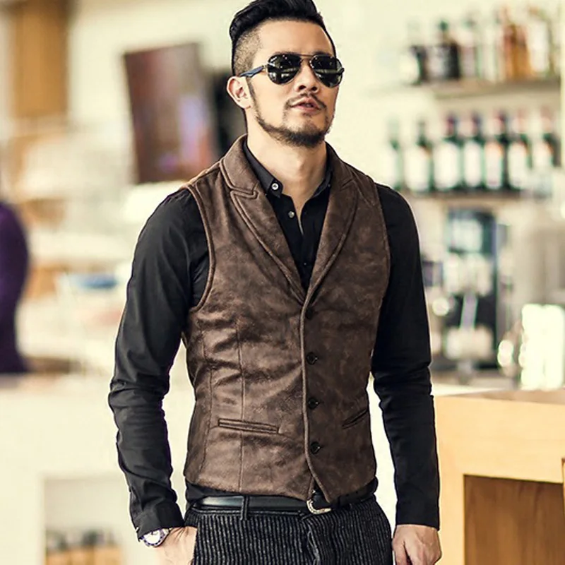 Suede Slim Fit Single Breasted Vest Mens 2022 Brand New Fashion Gothic Steampunk Victorian Style Waistcoat Men Casual Vest graphic style from victorian to hipster книга