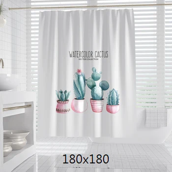 

Bathroom Shower Curtains 3D Cactus Printing Polyester Waterproof Mildew Partition Curtain Toilet Decorative Shower Accessories