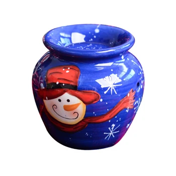 

Ceramic Candlestick Vase Crafts Candle Holder Christmas Hand Drawing Snowman Aroma Burner Gifts Home Decor Ornaments