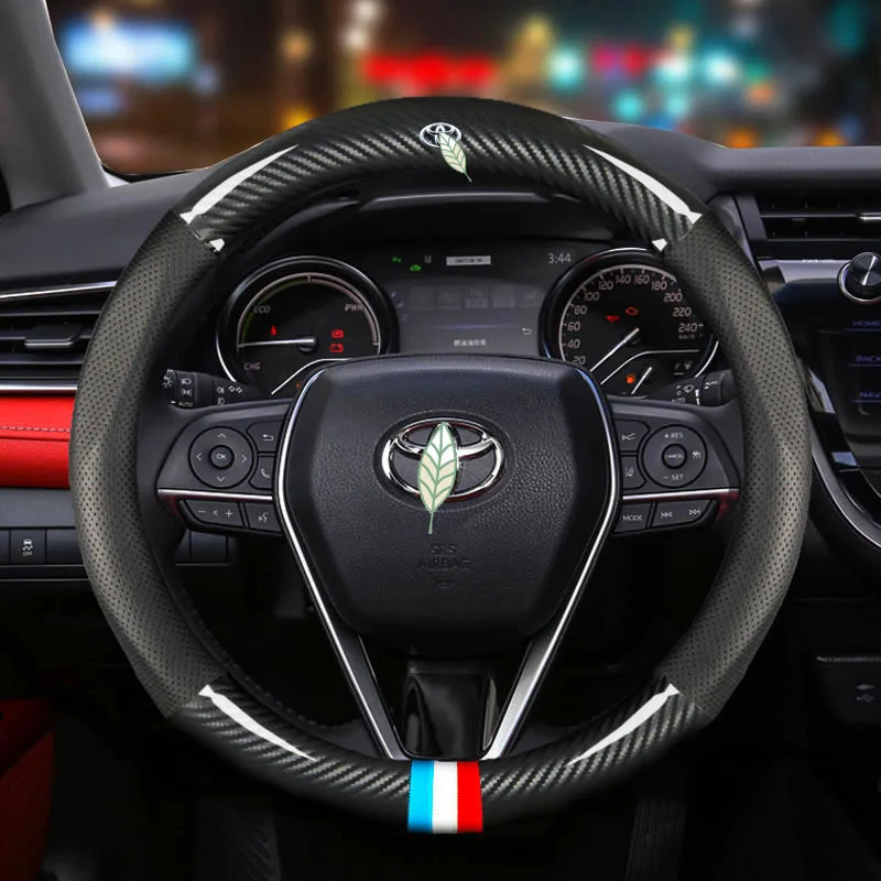 Нескользящий автомобильный чехол на руль из углеродного волокна 38 см для моделей