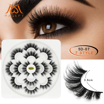 

7 Pairs Lotus Discs 5D Mink Hair False Eyelashes Natural Thick Eyelashes Hand Made Long Faux Mink Lashes Makeup Tool