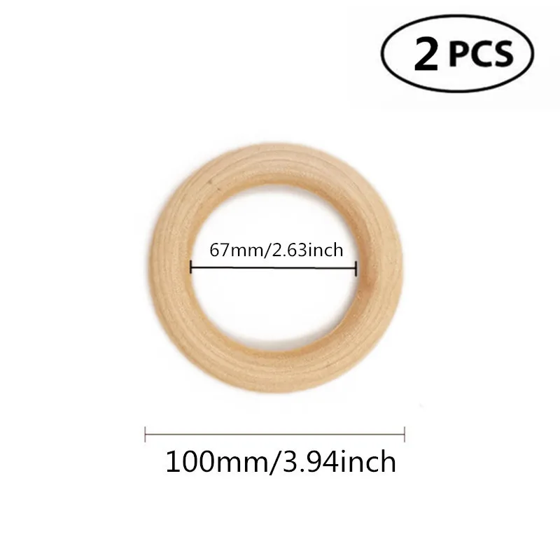 2pcs 100mm Необработанные деревянные кольца и деревянные бусины для ремесла, макраме ремесло, Кольцо Кулон и ювелирных изделий соединители - Цвет: 2pcs 100mm
