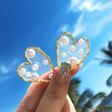 Модные прозрачные серьги-гвоздики с геометрическим жемчугом в форме сердца и звезды для женщин, Свадебные элегантные стильные серьги