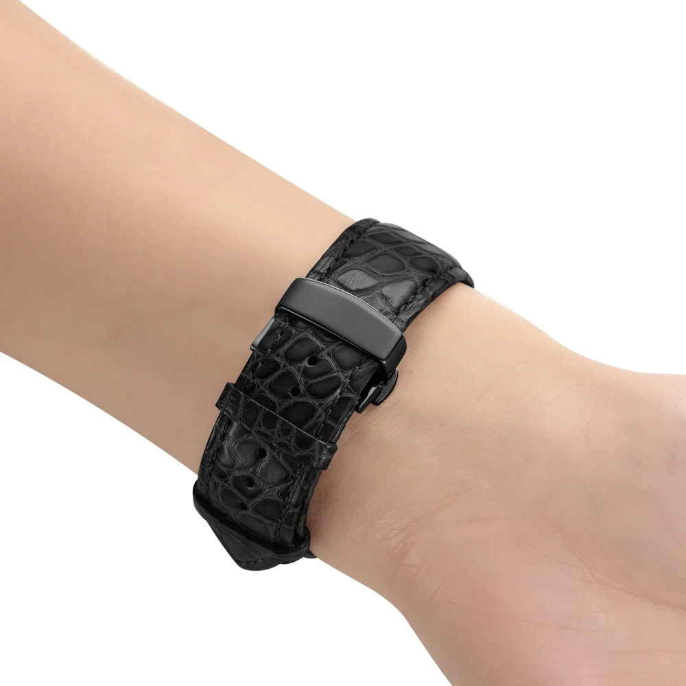 Франция Аллигатор кожаный ремешок для Apple watch 5 4 полоса 44 мм 40 iwatch 3 42 38 топ процесс