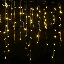 Рождественская уличная декоративная подсветка в помещении 4 м капля 0,5 м 96led занавеска сосулька гирлянда светодиодная Фея свет сад вечерние