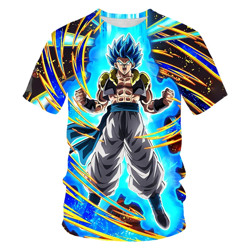 New Men's Summer Short Sleeve Round Neck T-shirt Fashion 3D Printing Dragon Ball Series New Men's Tops Parent-child Wear