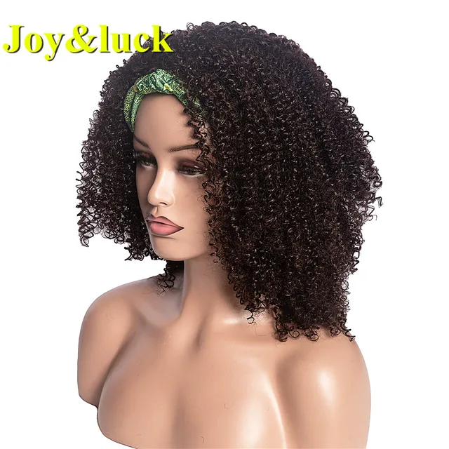 Headband Synthetic Wig Short Afro Kinky Curly Hair Wigs For Black Women Fluffy Curls Hairband African Turban Wrap Hair 16