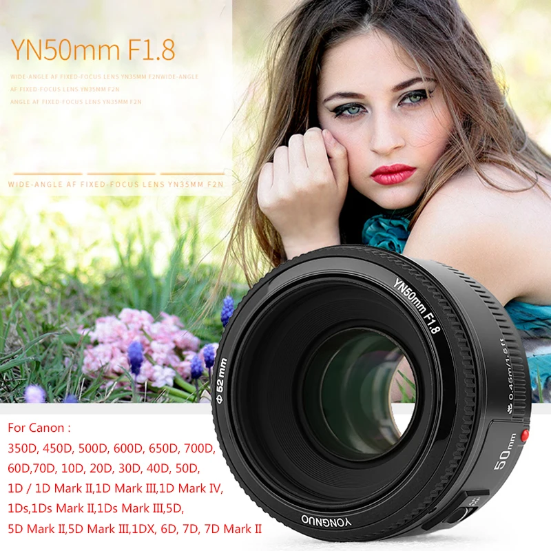 Объектив YONGNUO YN50mm f1.8 YN EF 50 мм f/1 8 AF объектив YN50 апертура Автофокус для Canon EOS 60D 70D 5D2