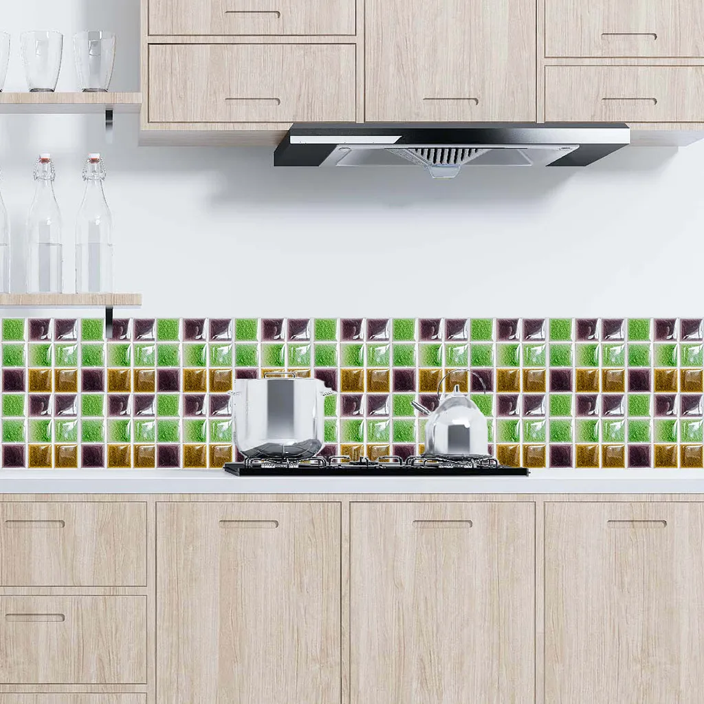 6 шт., 3D стерео наклейки на стену, самоклеющиеся обои, имитация мозаики, наклейки на плитку, кухонные масляные наклейки, водонепроницаемые, 20x20 см YL5