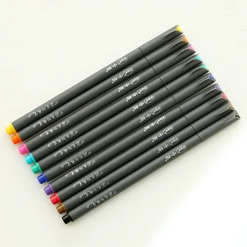 

10 pcs/pack High Quality 0.38mm Slim Plastic Colored Hook Line Pen Oily Permanent Marker Pen School Supplies