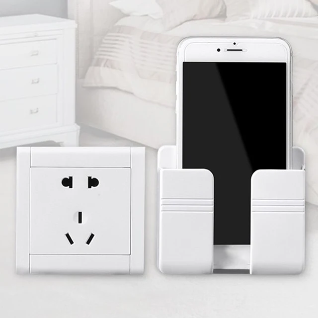 Távirányító Doboz Falra Szerelt Műanyag Telefon Töltő Tartó Lyukasztás Nélküli Mobil Szervező Szürke - Image 4