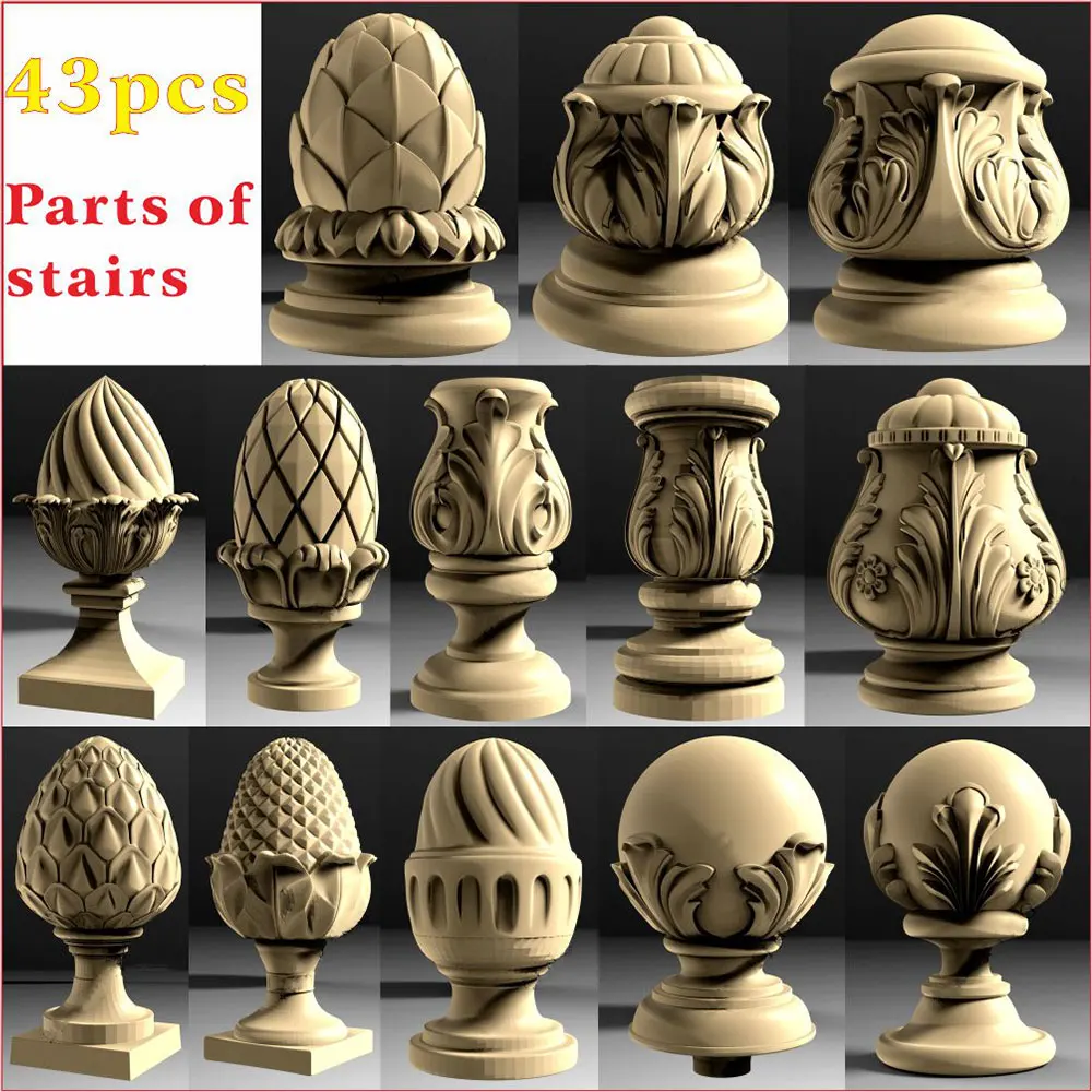 43 шт. балясины 3D STL модель для ЧПУ 4 оси гравер carvingbod рельеф для ЧПУ маршрутизатор Aspire Artcam 43 шт. балясины 3D STL модель для ЧПУ 4 оси гравер carvingbod рельеф для ЧПУ маршрутизатор Aspire Artcam