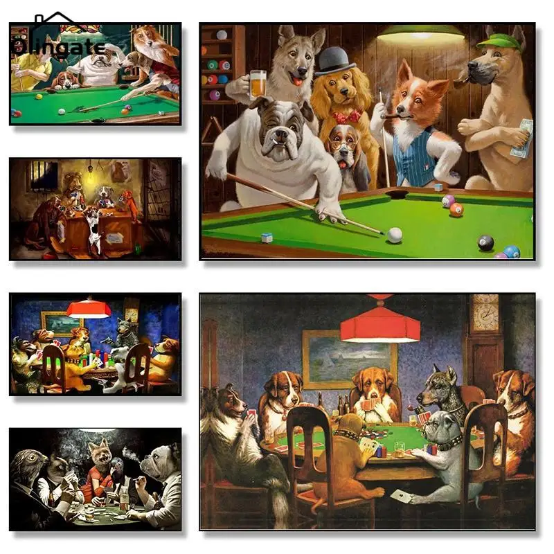 Painting Dogs Playing Poker Poker Home Decor Canvas Prints Abstract