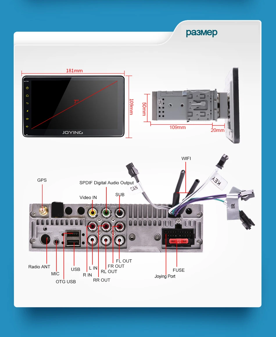 1 din Android Car radio tape recorder for Universal 7" car multimedia player HD screen with Mirror link Bluetooth GPS Rearcamera