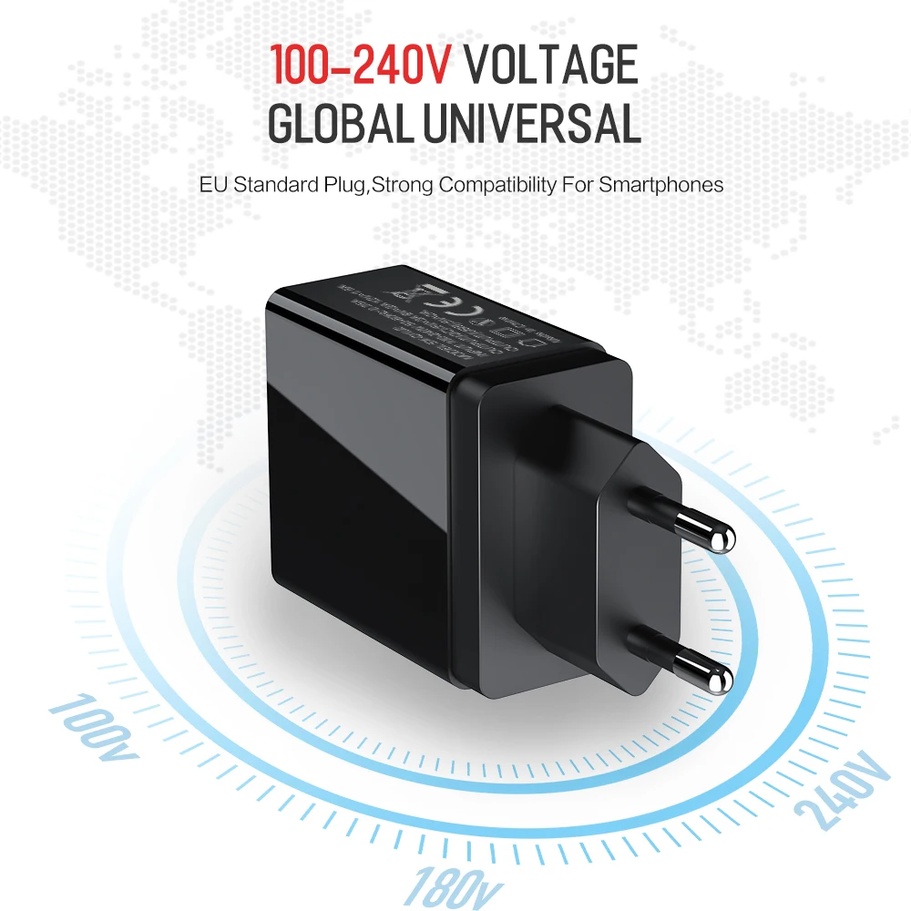 30 Вт Быстрая зарядка 3 0 USB зарядное устройство для samsung 3A светодиодный дисплей EU