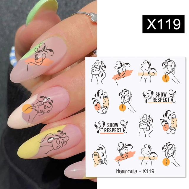 1PC Lines Maple Leaves Nail Foil Stickers Autumn Gold Flower Leaves Transfer Decals Slider Nails Art Decoration DIY Manicures X119