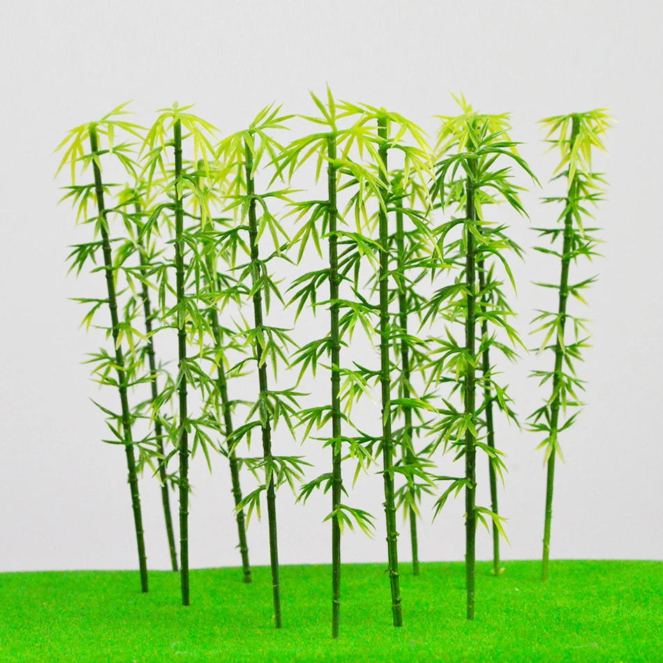 

20Pcs 6cm/8cm/12cm/15cm Plastic Miniature Model Tree Landscape Bamboo Tree Sand Table Model Decor Accessories Toys