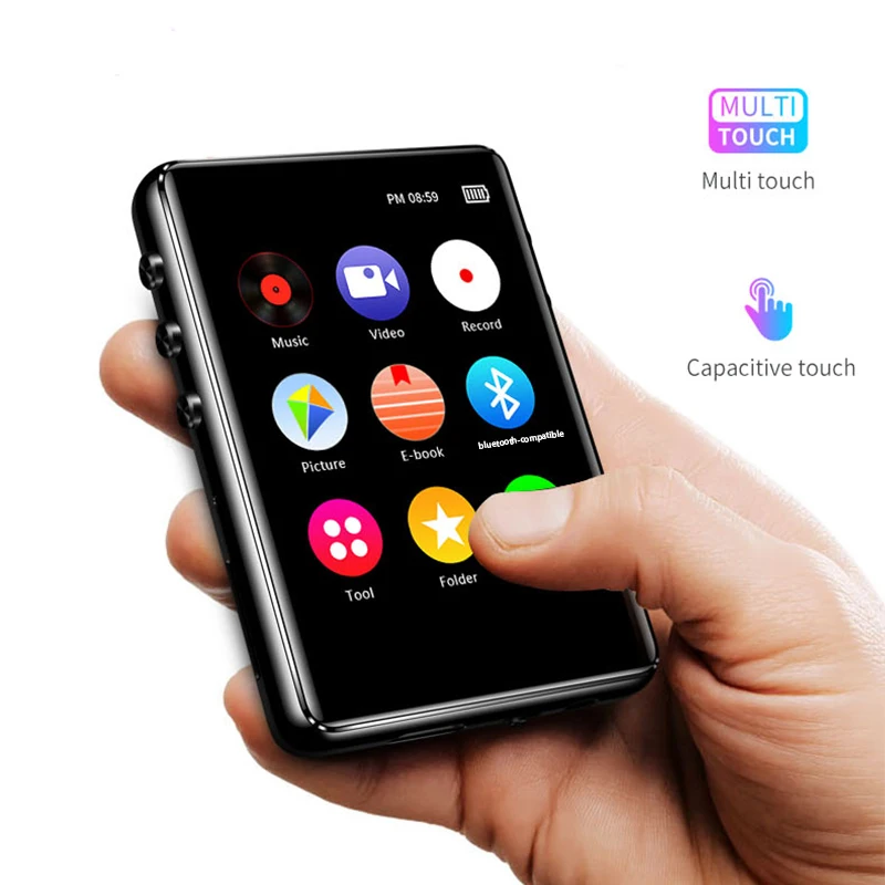 2.4 Inch Mp3 Player Mp4 Supports 128GB TF Card Mp5 Touch Bluetooth Compatible with High-fidelity Music Video FM Radio Recording