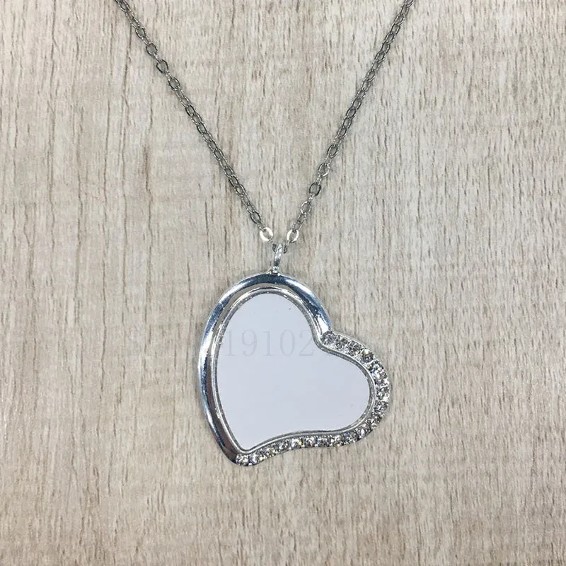 Free shipping  Blank sublimation Heart-shaped necklace with crooked heart jewelry heat transfer blank material DIY newgift 10psc