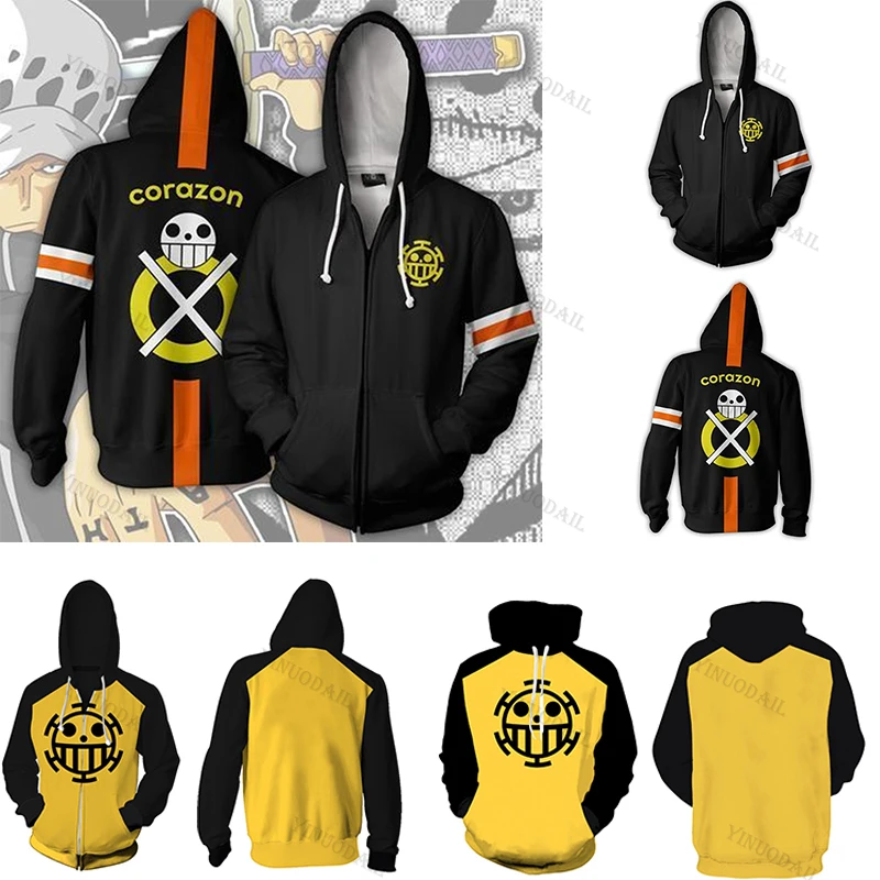 

Anime One Piece Hoodie Sweatshirts Zipper Hoodies Trafalgar Law Cosplay Pullover Tops Outerwear Coat Jackets