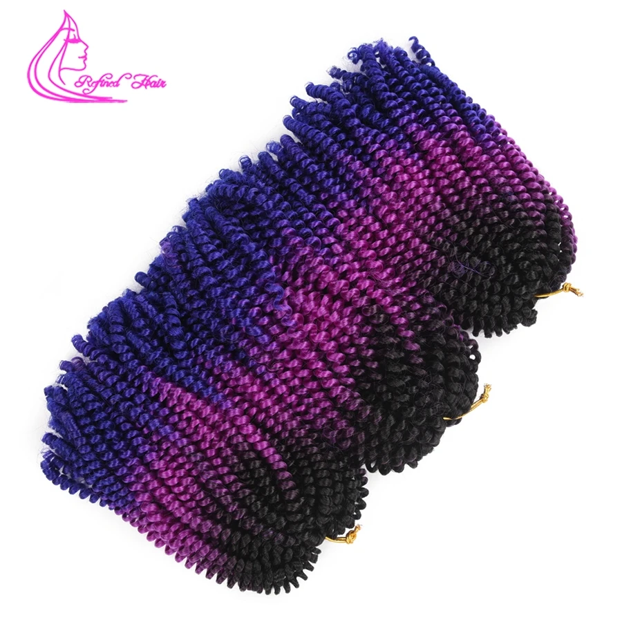 

Refined Hair 8inch Short Curly Twist Crochet Braids 30 strands/pack Synthetic Spring Twist Ombre braiding hair Extensions