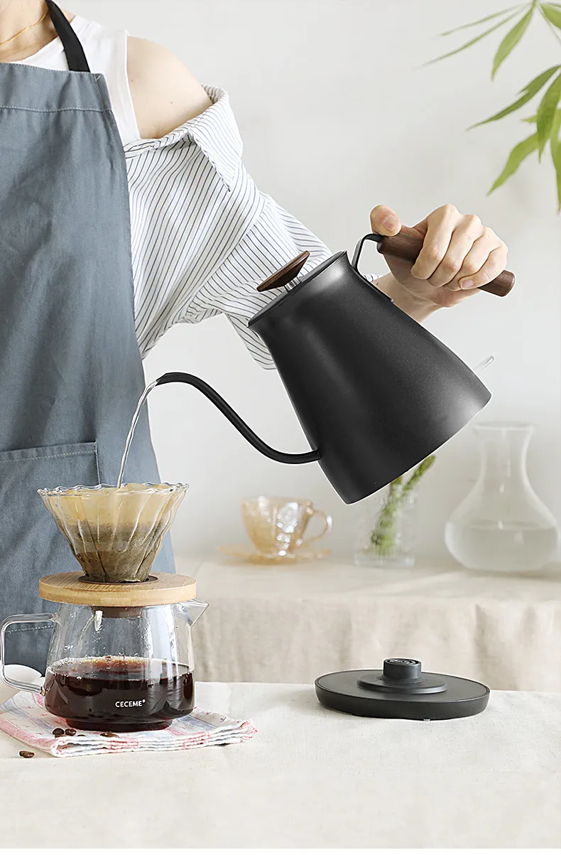 Edelstahl-Schwanenhals-Wasserkocher Teekanne Kaffee-Tee-Handtropfkanne 1L