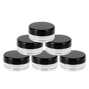 

50pcs Mini Portable Round Empty Bottles Travel Container for Facial Cream Lotion Makeup Cream Bottle Cosmetic Tool (Black, 2.5g)