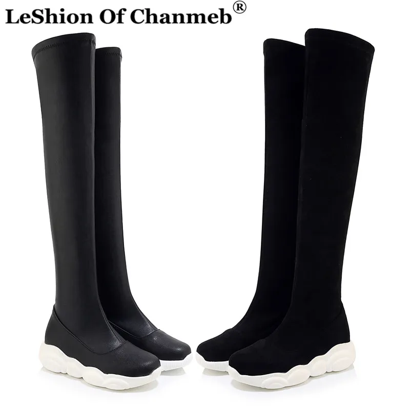 

New Arrival Women's Stretch Over-the-Knee High Boots Ladies Big Plus Size 46 Slip ons Sneakers Tall Long Boots for Winter Shoes