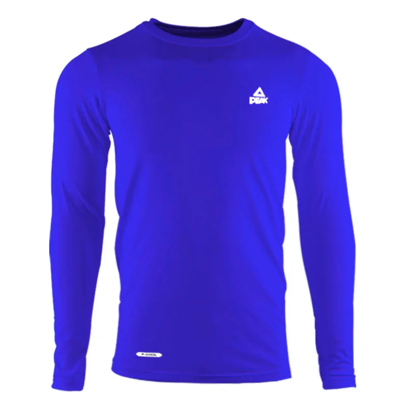 Пик Мужская футболка с длинным рукавом дышащая быстросохнущая спортивная одежда Спортивная компрессионная мужская спортивная рубашка для фитнеса FW65263 - Цвет: blue
