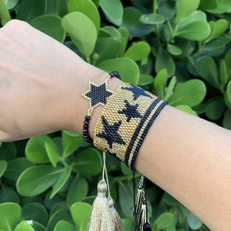 

BLUESTAR MIYUKI Bracelet Pentagram Pattern Bracelet Chic Star Pulseras Mujer Moda Handmade Braided Bead jewelry
