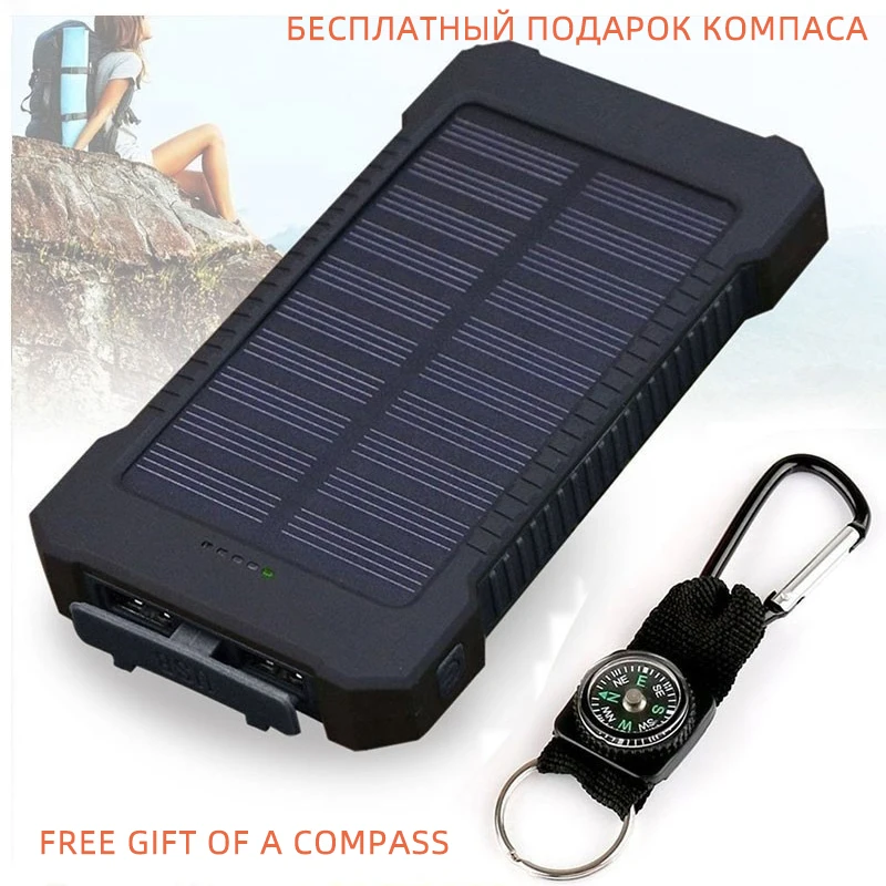 

2019 Solar Power Bank 20000mAh 2 USB Outdoor Waterproof PowerBank Portable Charger External Battery Poverbank for Xiaomi IPhone