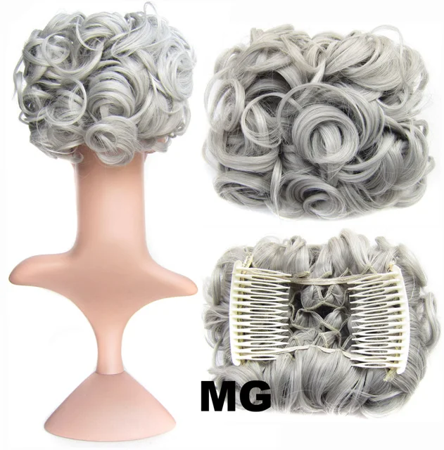 MG Similler короткие грязные кудрявые волосы булочка легко растягиваются расчески для волос заколки для наращивания шиньон поднос конский хвост шиньон - Цвет: MG