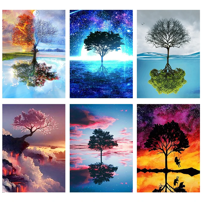 

5D DIY Diamond Painting Fantasy Sea Embroidery Landscape Tree Spring Rhinestone Mosaic Diamond Inlaid Home Decoration Gift