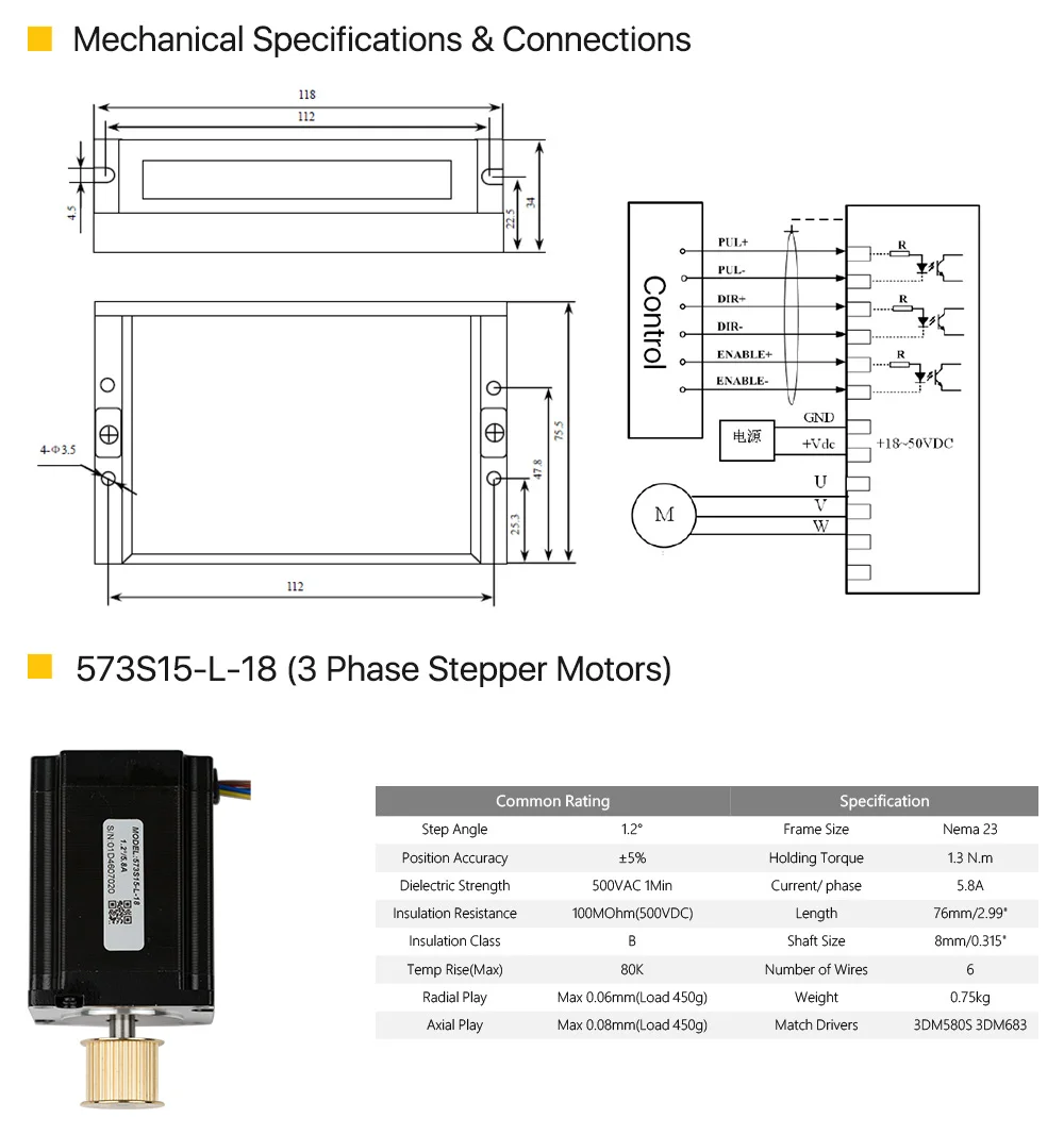 de gravura CNC, Nema 23, 3 fases,