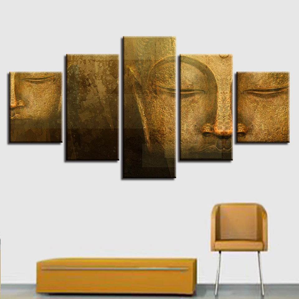 

Frame Modern Canvas Living Room HD Home Decoration Printed 5 Panel Figure Of Buddha Pictures Painting Wall Art Modular Poster