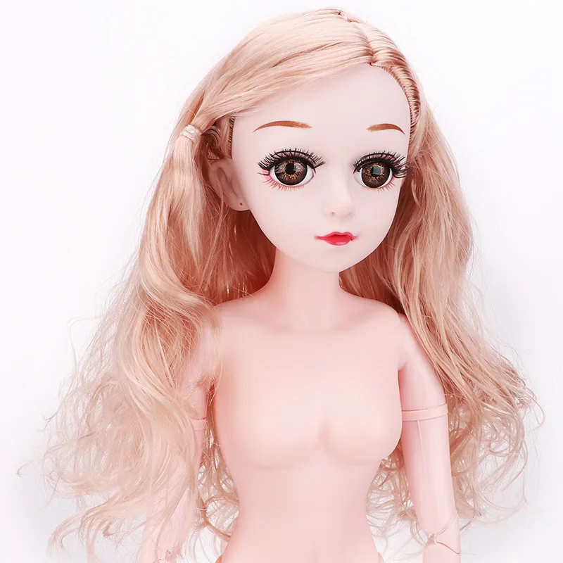 Новое поступление Xiner 17 совместный подвижный 60 см BJD куклы игрушки с 3D глазами DIY голый Обнаженная голова Кукла тело Bjd куклы игрушки для девочек подарок - Цвет: Rose Gold A