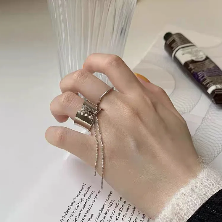 

Design Metal Chain Tassel Strap Small Waist Open Ring Female Korean Temperament Rings