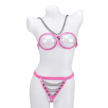 

Hot Lingerie Pink Bras G-String Thong Panties Briefs Sleepwear For Bridal Party Sexy Hollow Out Bra +Panties Nightclub wear suit