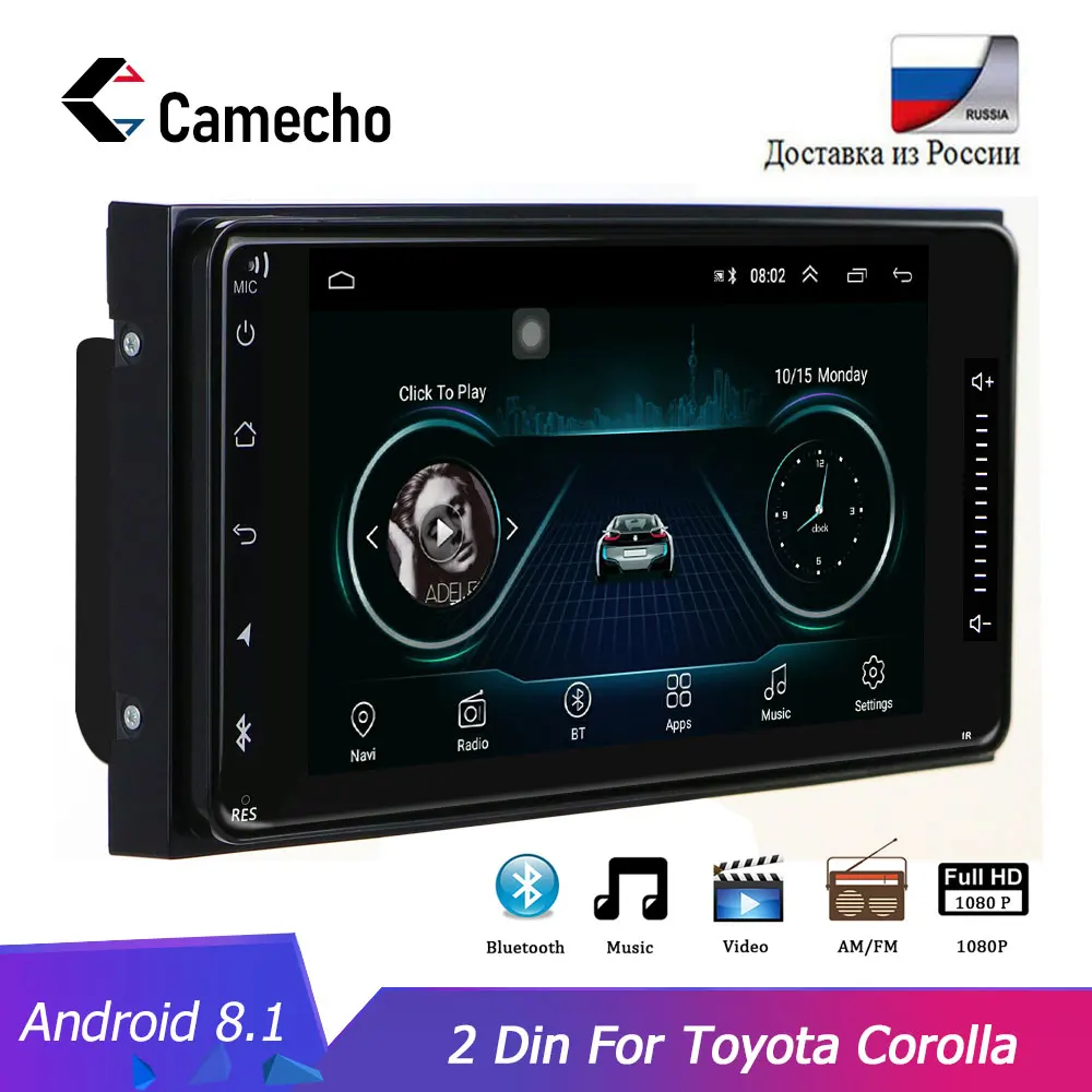 

Camecho Android 8.1 Autoradio 2Din Car Radio HD 7" Touch Bluetooth GPS Car Multimidio Audio Stereo MP5 Player For Toyota Corolla