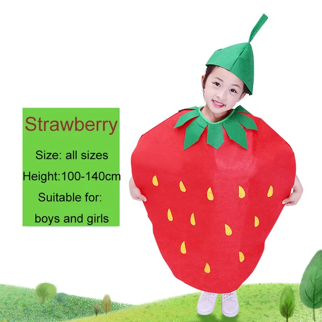 Strawberry Детская одежда для выступлений; модное нарядное платье унисекс с рисунком фруктов и овощей; Детские костюмы; праздничная одежда; подарок для мальчиков и девочек - Цвет: Strawberry