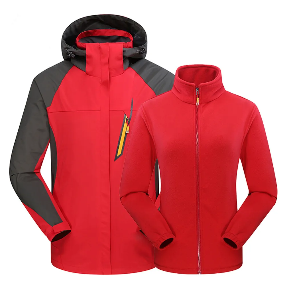 Двухсекционные походные куртки для кемпинга женские для улицы и занятий спортом из флисовый пальто альпинистский треккинг спортивный, из мягкой кожи водонепроницаемая куртка - Цвет: RD