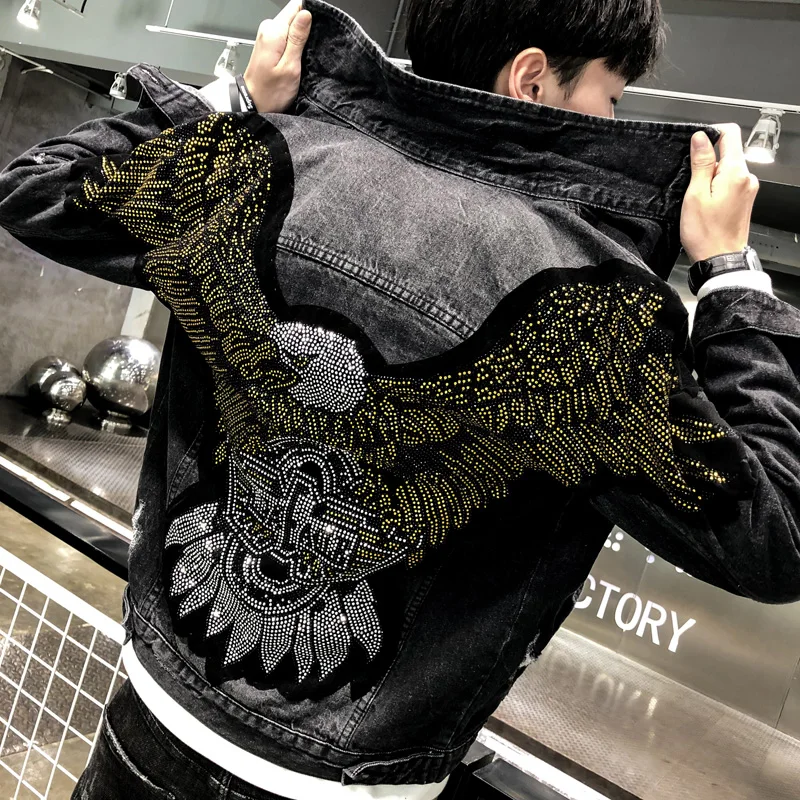 Slim Sequins Denim Jacket Street 