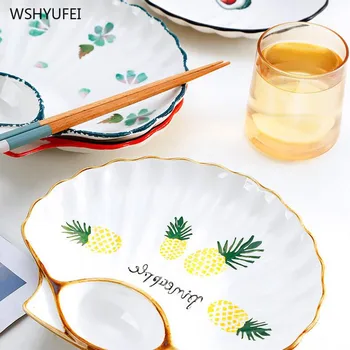 

Ceramic Plate Saucer Tea Plate Split Plate With Sauce Dish Salad Bowl Tableware Service Plate Western Food Disc Kitchen Board