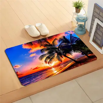 

F627m21 Free Shipping Custom sunset beach sea Doormat Art Design Pattern Printed Floor Hall Bedroom Cool Pad Fashion Rug #14-j