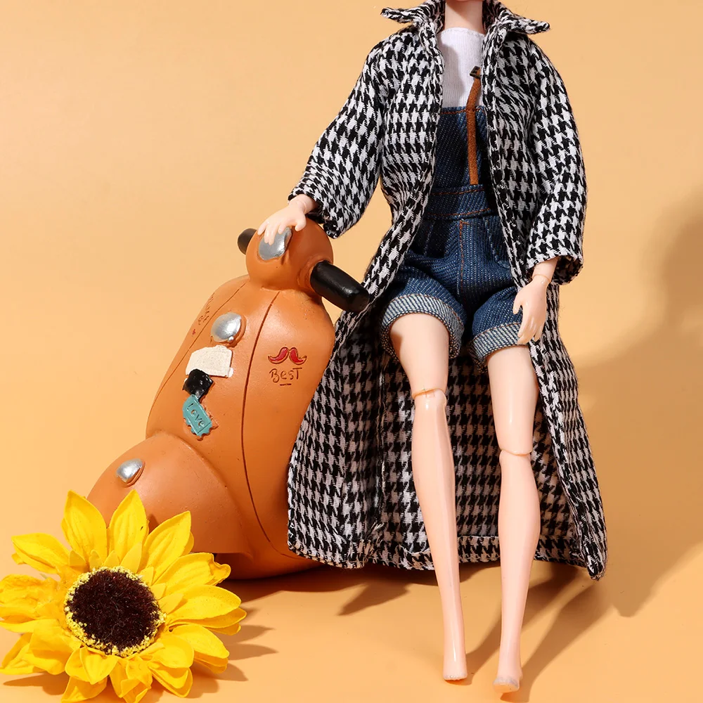 1/6 Scale Doll Plaid Overcoat Mini Parka Coat Toy Clothes Dolls Accessories Dollhouse Winter Outfits Dress Up Game doll accessories,doll clothes,plush doll accessories,barbie doll clothes