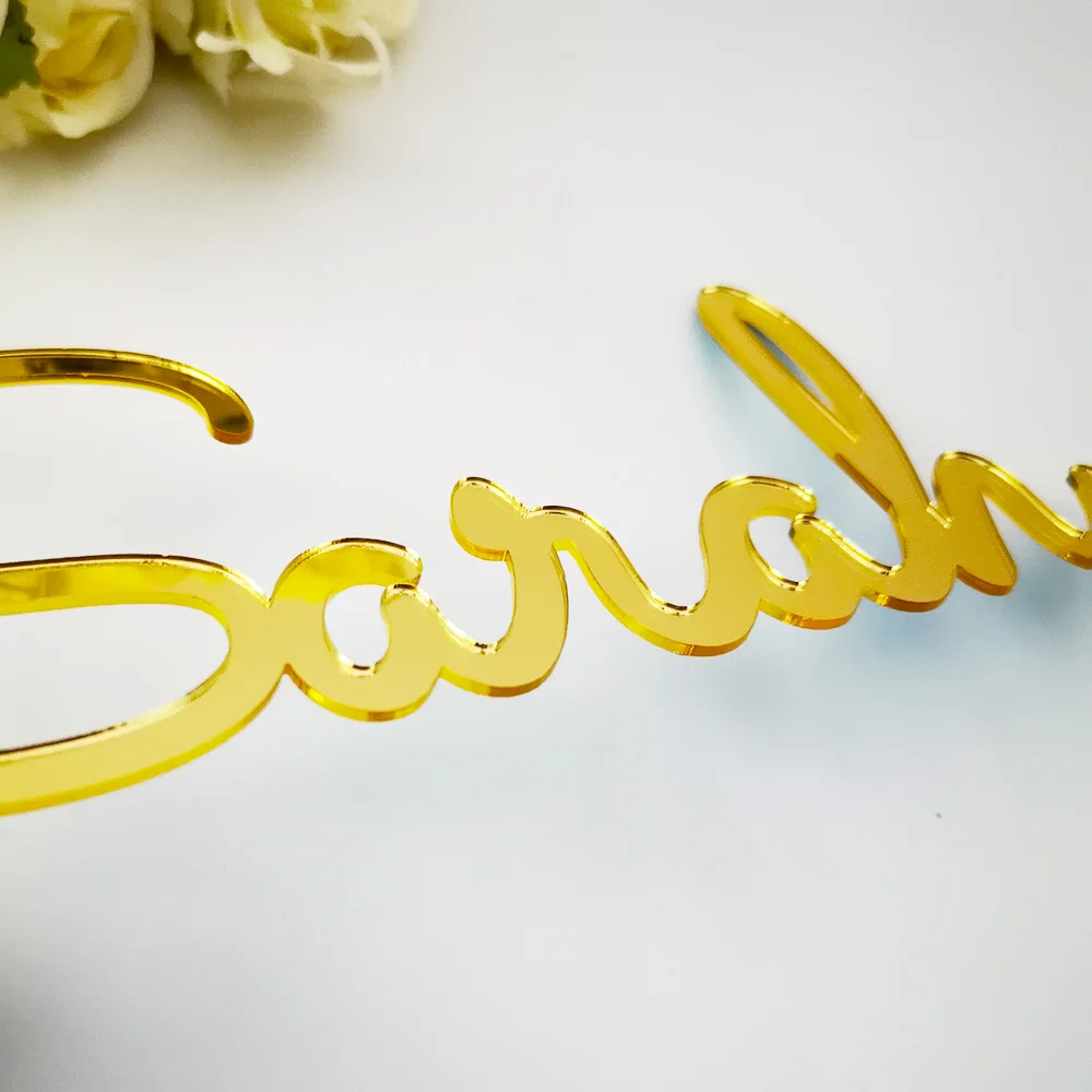Custom Mirror Gold Acrylic Baby Name Sign Personalized Wedding Mirror Silver Name Sign Birthday Party Decor Baby Shower Backdrop (3)