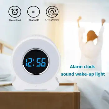 

F9 Dimmable Night Light FM Radio Function with Independent Radio Chip Alarm Clock Audio Bluetooth Wake Up Lamp Bedroom Bedside