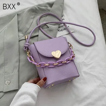 

[BXX] Mini PU Leather Crossbody Bucket Bags For Women 2020 Summer Solid Color Shoulder Handbags Female Simple Totes Bag HN402