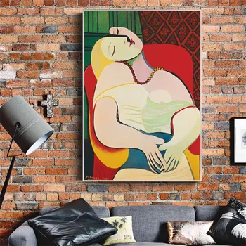 

Dreaming Woman by Picasso Abstract Canvas Paintings Nordic Style Wall Art Pictures Posters and Prints for Living Room Decor